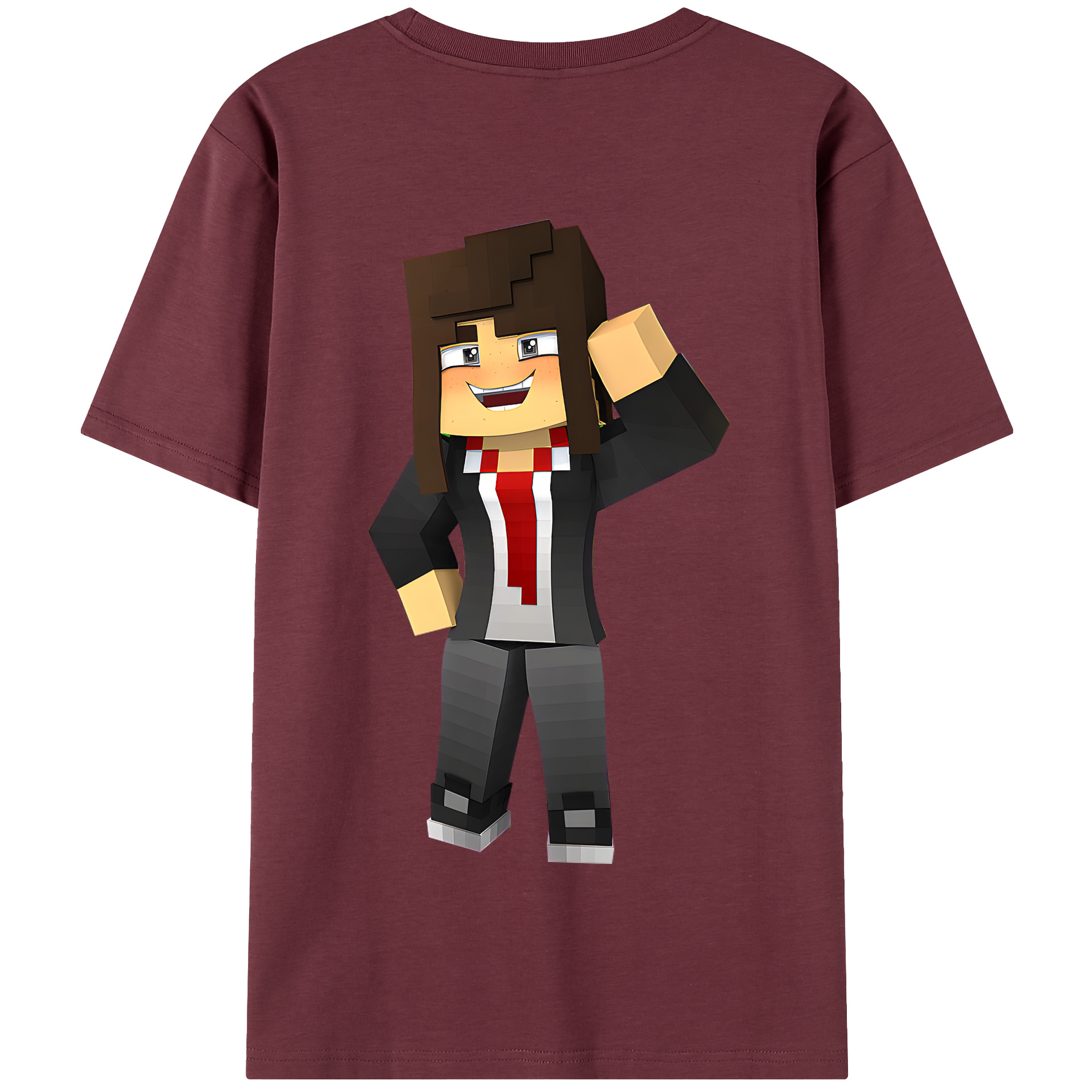 （画像用） マインクラフト ブロックの世界 Minecraft MC Block world 綿100％半袖Tシャツ（背面プリント）